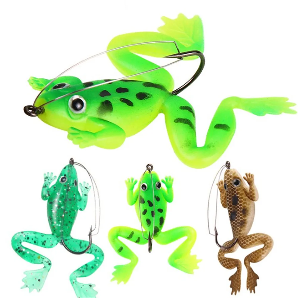 

4pcs/lot New 6cm 5g Frogs Fishing Lure Set Artificial Fishing Soft Silicone Bait with Hooks Bass Pesca Carp Fishing Tackle