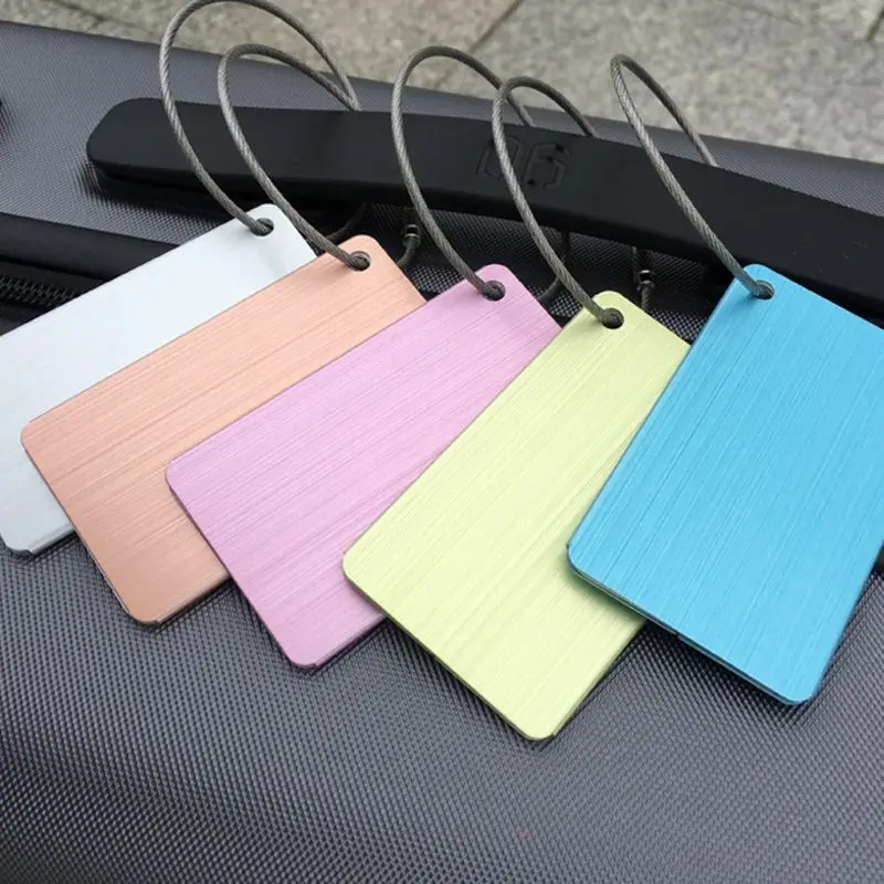2019 New Brushed Aluminium Luggage Tags Suitcase Label Address ID Baggage Tag Travel