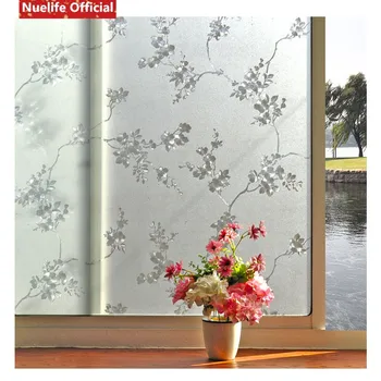 

3D plum pattern static glueless frosted window glass paste kids room bathroom living room bedroom office opaque pvc window film