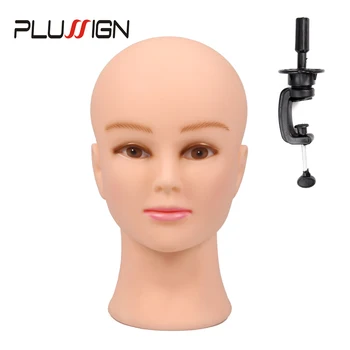 

Plussign Female Mannequin Head Bald With Table Clamp Professional Manikin Head For Wig Making Hat Display Makeup Practice 19-21"