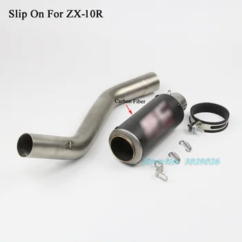 

ZX-6R ZX-10R Slip On For Kawasaki ZX6R ZX10R Motorcycle Exhaust Muffler Set with Middle Link Pipe Tube Connector Carbon / Steel