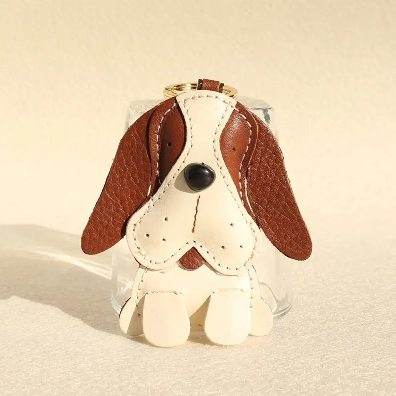 Handmade Cute Puppy Genuine Real Leather Dog Keychain For Keys Animal Car Key Chain Key Ring Women Bag Pendant Charm Accessories Handmade Cute Puppy Genuine Real Leather Dog Keychain For Keys Animal Car Key Chain Key Ring Women Bag Pendant Charm Accessories