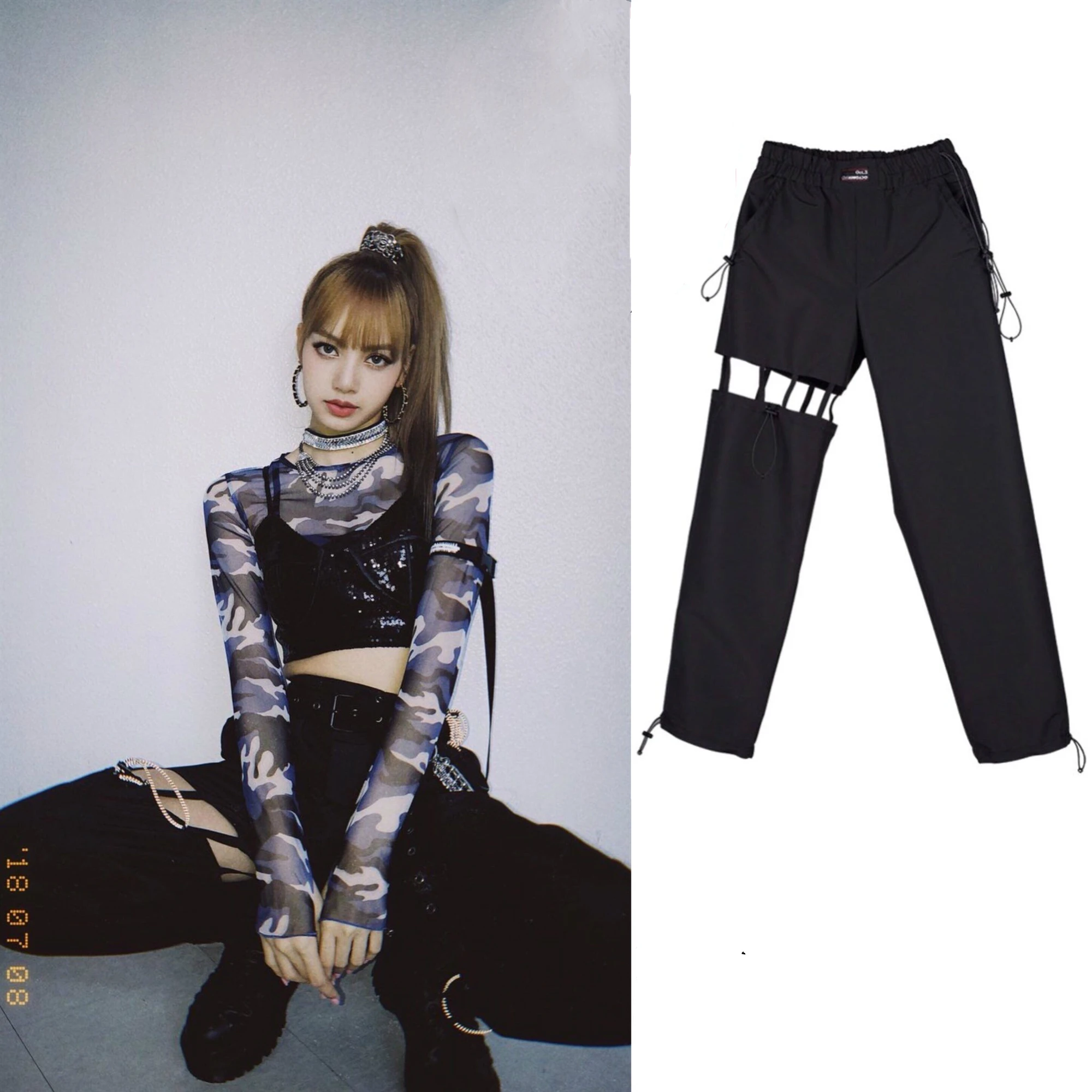 2020 new BLACKPINK LISA the same high waist pants Women Casual Streetwear summer korean trousers female Fans sexy Sweatpants