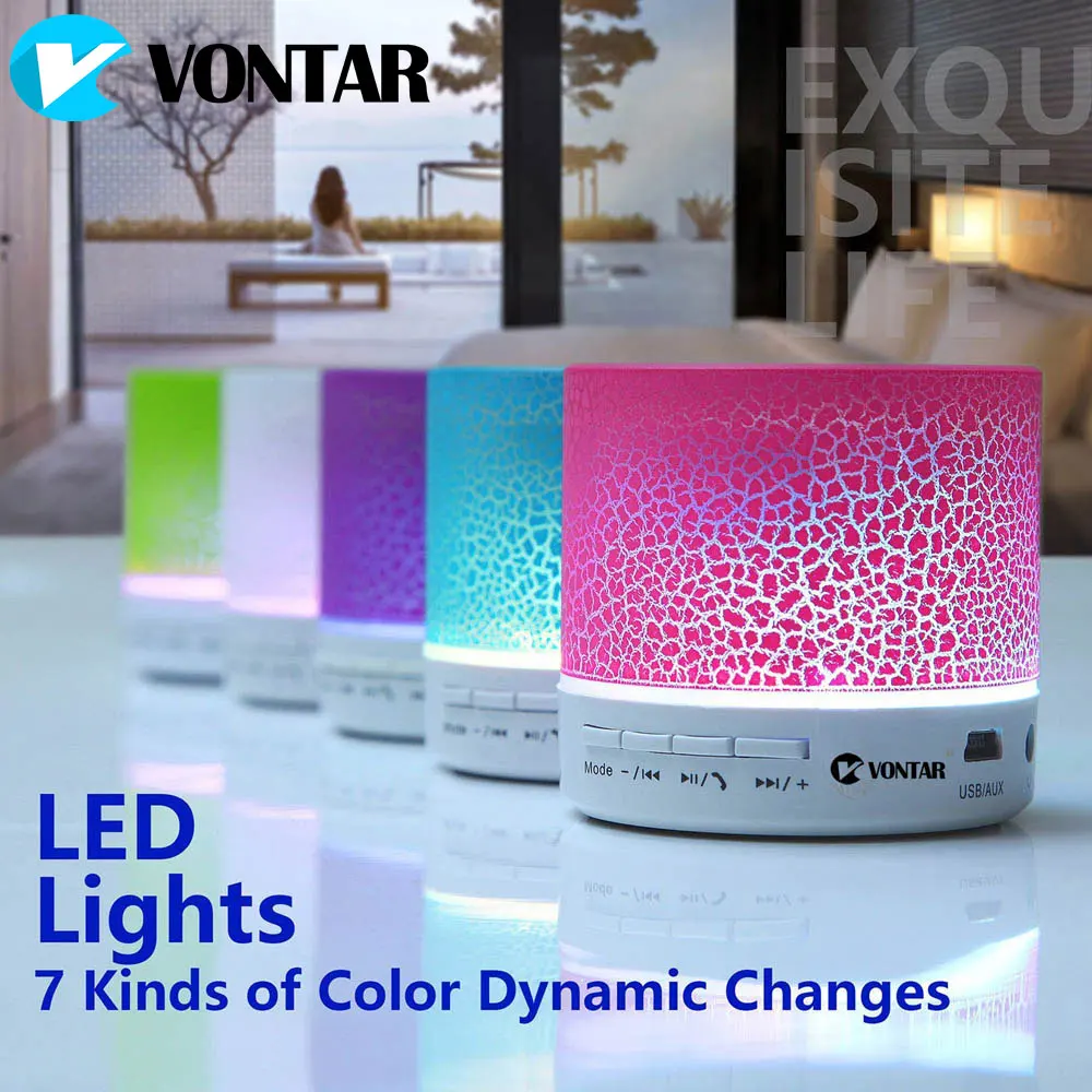 

Portable Led Bluetooth Speaker Wireless Speakers Hands Free with Micro Subwoofer Loudspeakers Musical Audio With Light For Home
