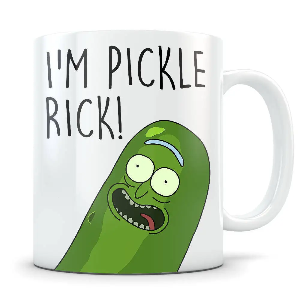 

Rick and Morty Coffee Mug Cup with Stirring Spoon I Turned Myself Into a Pickle Morty I'm Pickle mugs kid cups