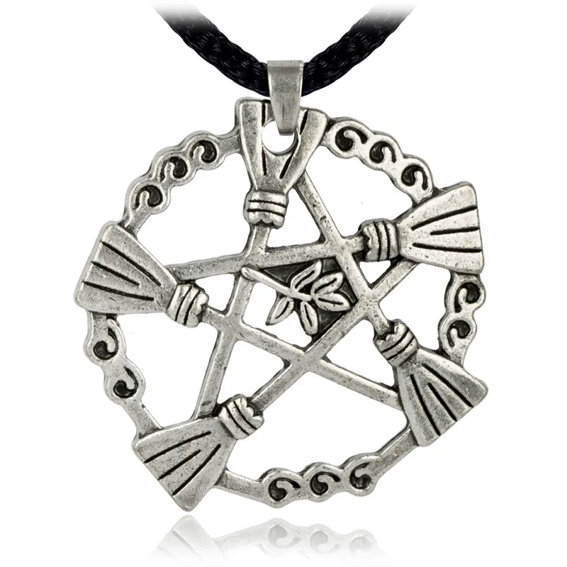 

EZEI Brooms of Elder Pentacle Pendant Goddess Jewelry Wiccan Druid Necklace