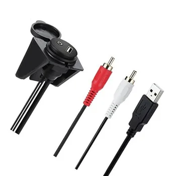 

Car Dashboard Flush Mount USB 2.0 3.5mm Audio AUX to 3RCA Extension Lead Panel Cable Cord High Speed for Motorcycle Boat