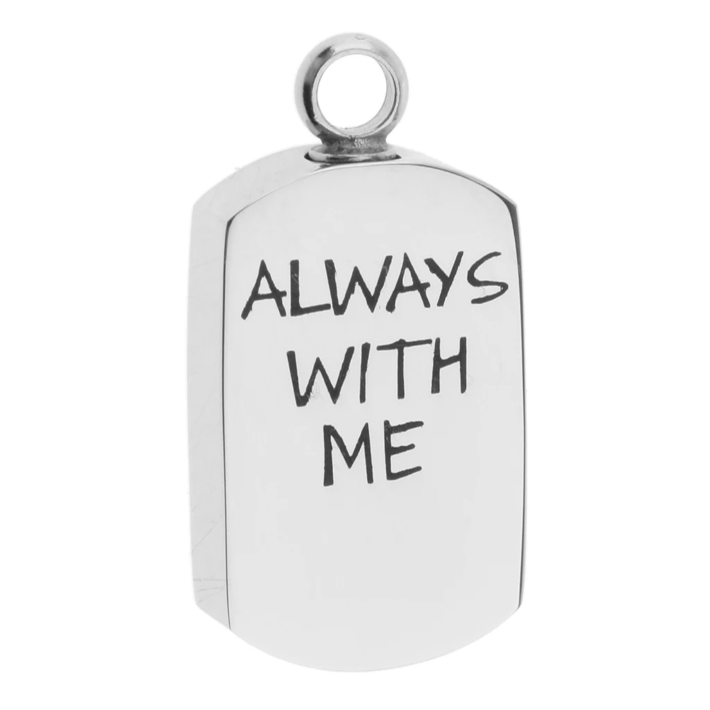 ALWAYS WITH ME Carving Dog Tag Pendant Urn Ash Holder Memorial Locket Steel for Hold pet's ashes / hair / liquid Pendants