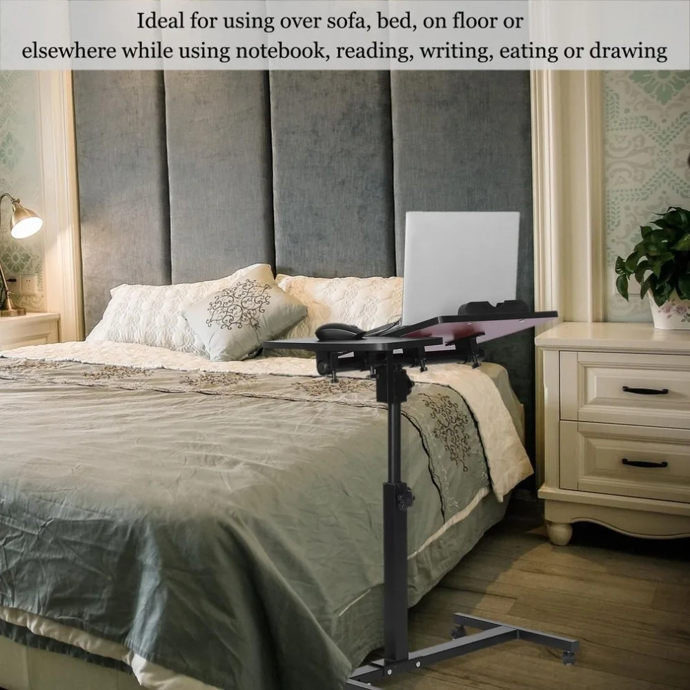 Portable Lap Sofa Bed Tray Height Adjustable Computer Desk Foldable Table Stand Sturdy Wood Steel Notebook Desk