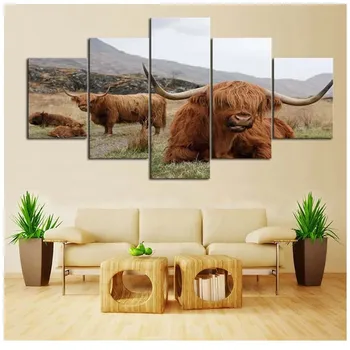 

Diy 5pcs diamond painting cross stitch Highland cow Full square round diamond embroidery rhinestone Mozaik puzzle CraftsZP-2099