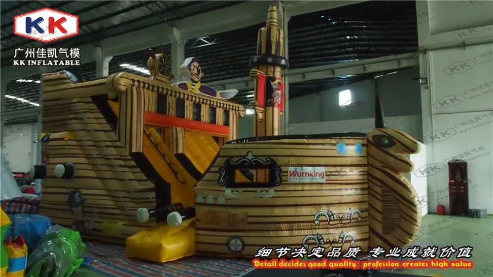 

giant inflatable pirate ship slide, outdoor party pirate boat combo for sale