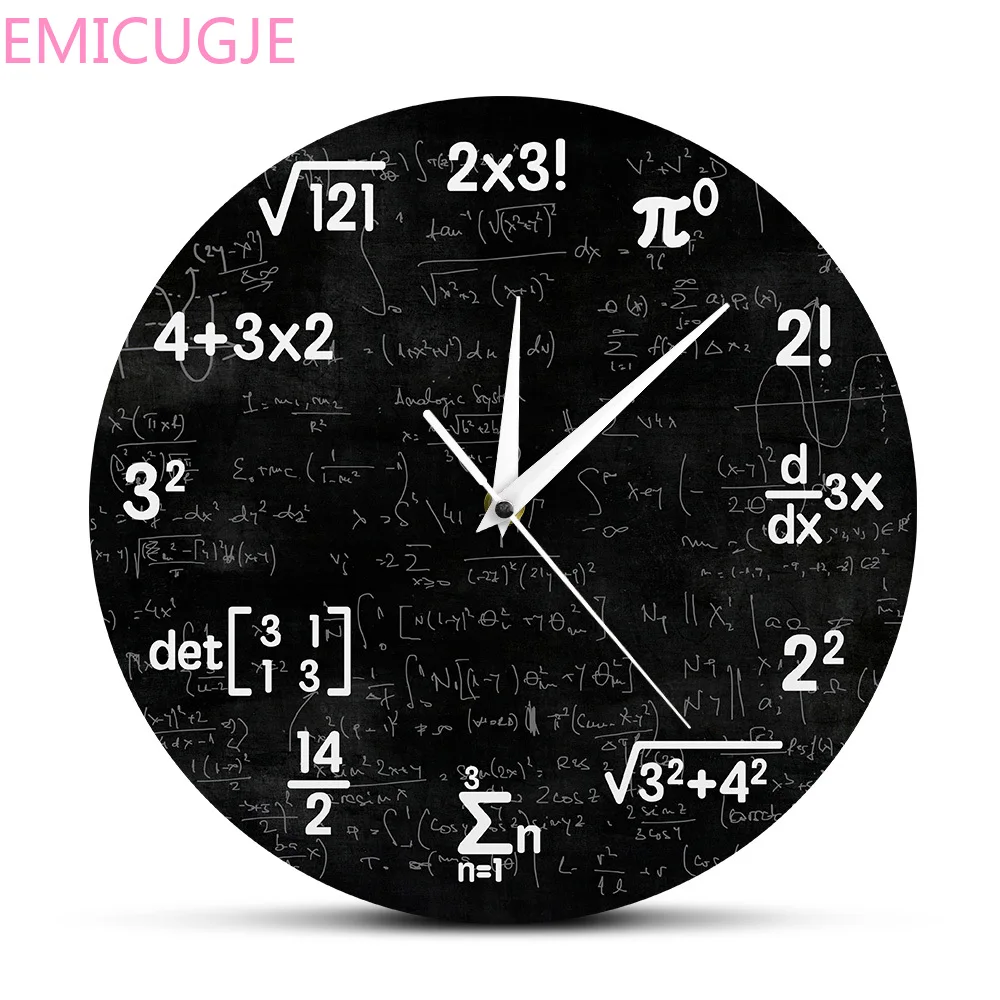 

Mathematics Chalkboard Geek Wall Clock Educational Gifts For Kids Teachers School Classroom Decor Math Equations and Notations