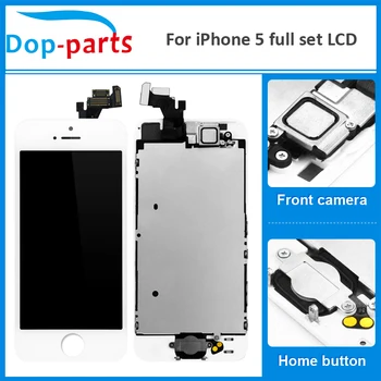 

50Pcs Wholesale Price LCD For iPhone 5 LCD Display home button + front camera Touch Screen Digitizer Assembly Replacement Parts