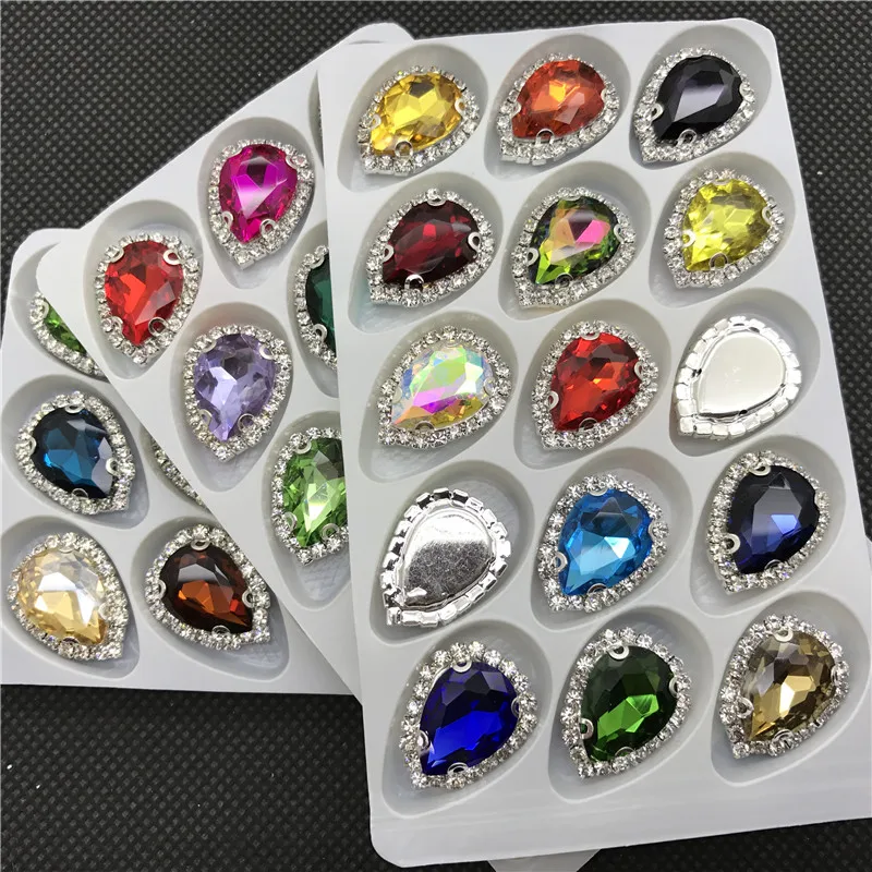 

TopStone Drop Crystal D Claw Rhinestone High Quality Sew-on Stone Strass Diamond Metal Base Buckle for dress costume