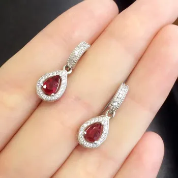 

Qi Xuan_Free Shipping Red Stone Fashion Simple And Generous Earrings_Solid Silver Fashion Earrings_Manufacturer Directly Sales