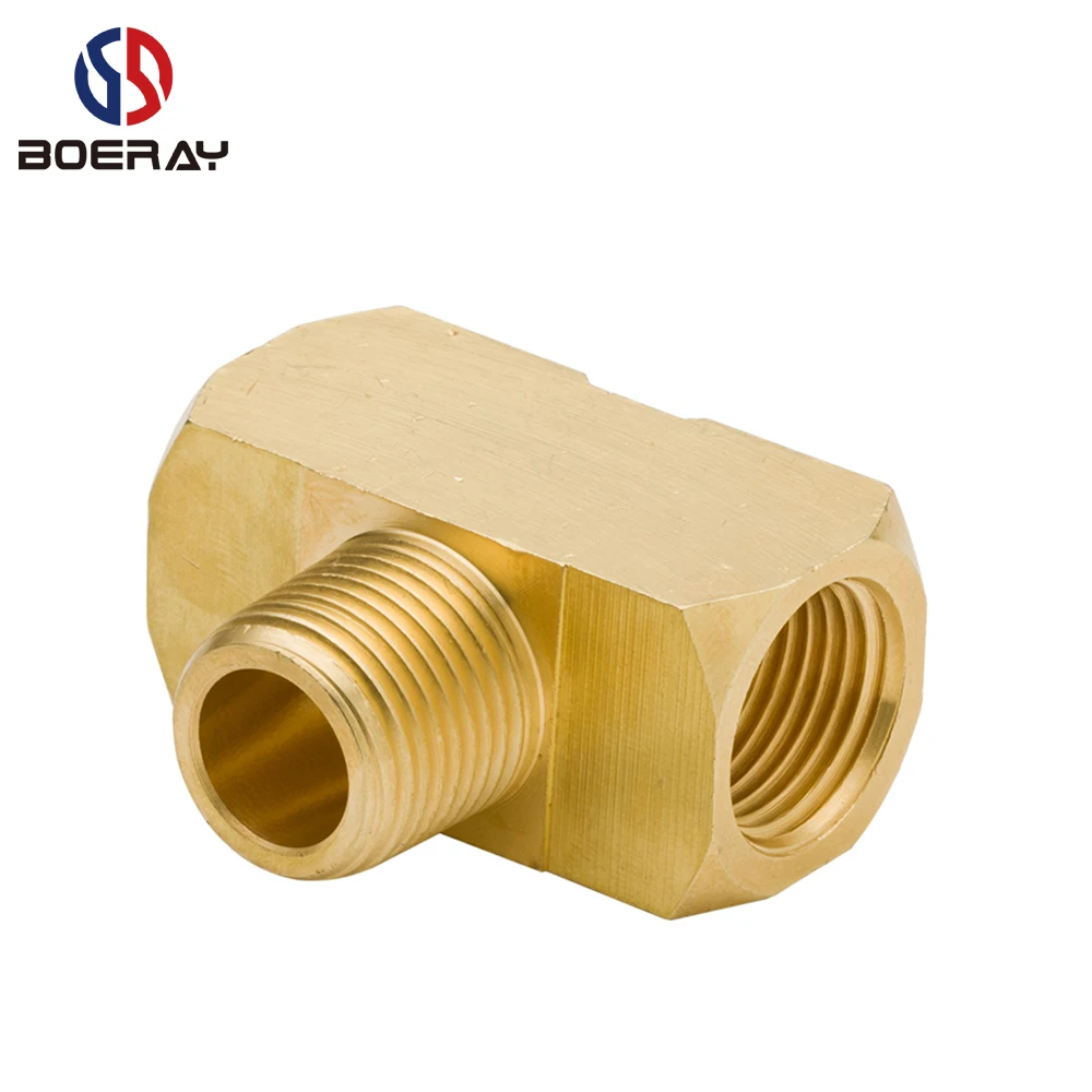 

2pcs 1/8" 1/4" 3/8" 1/2" 3 Way Brass Hose Tube Fitting Tee Joint with NPT Female and Male Thread (Model 3600)