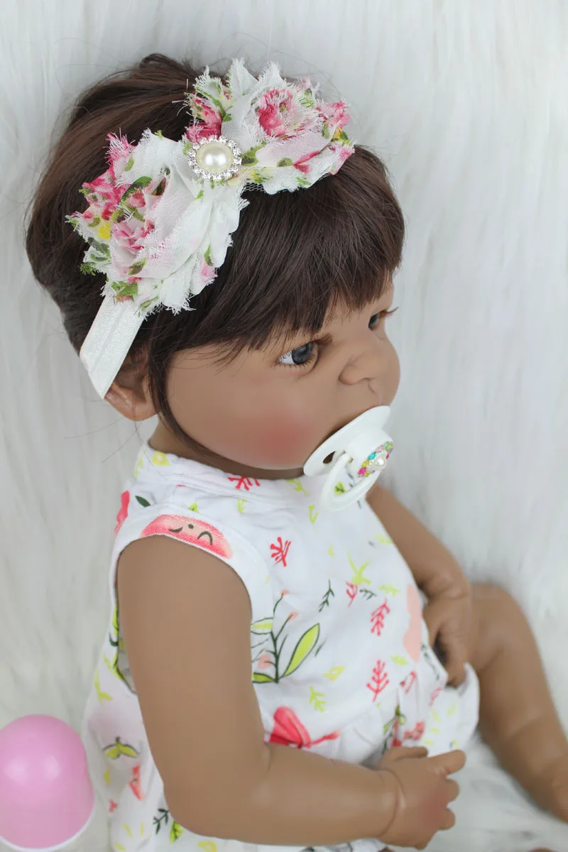 Princesa da Criança do Bebê Banho à Prova 55cm de Corpo Inteiro Silicone Reborn Bebê Boneca Menina 22 Pele Preta Recém-nascido Dwaterproof Água Brinquedos 5 Cheap Bonecas