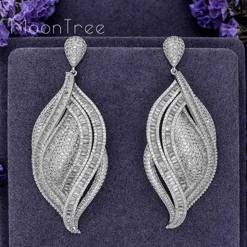 

MoonTree 75mmLuxury Flowers Leaf Luxury Full Micro AAA Cubic Zirconia Geometry Design Women Bracelet Earring Fashion Jewelry