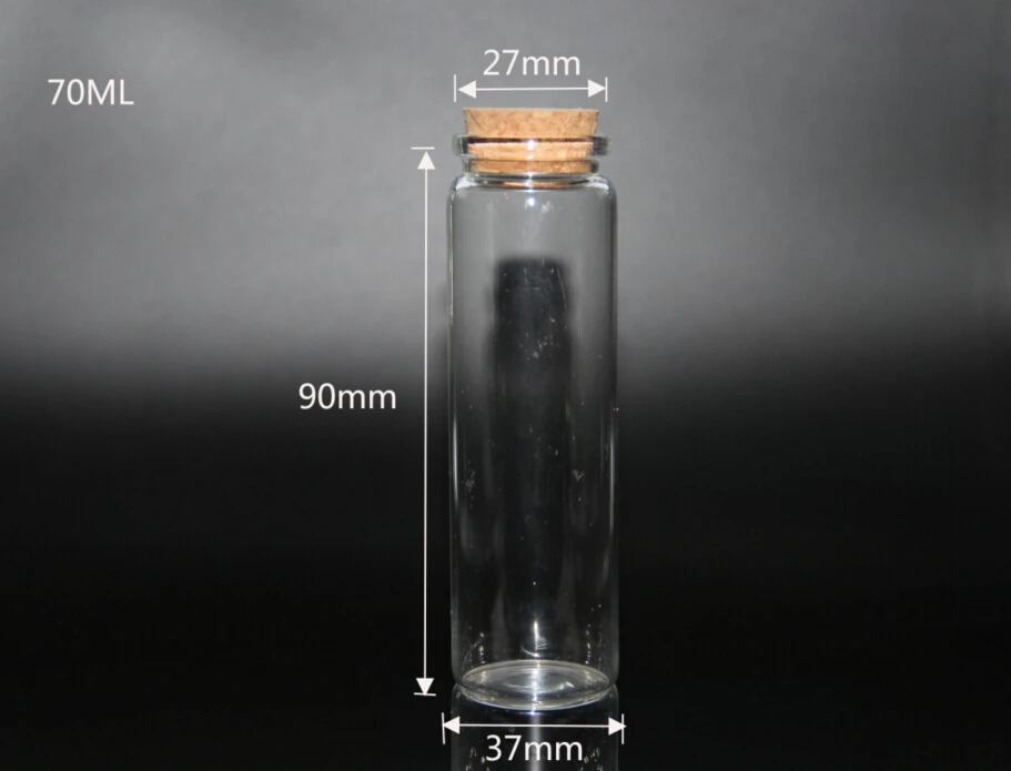5pcs 37*90mm Clear Food Storage Glass Bottle Vials Empty Glass Jars