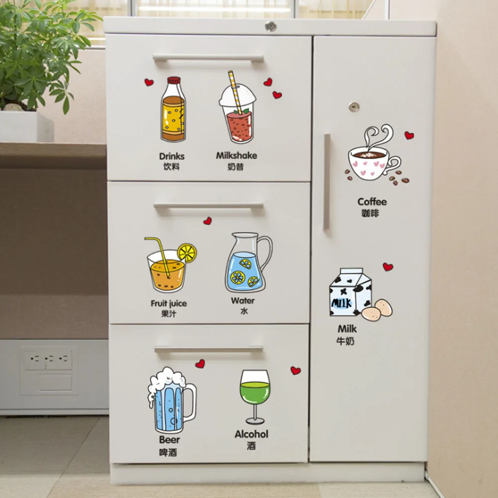 Cartoon Kitchen Refrigerator Door Stickers Decorative Stickers Food