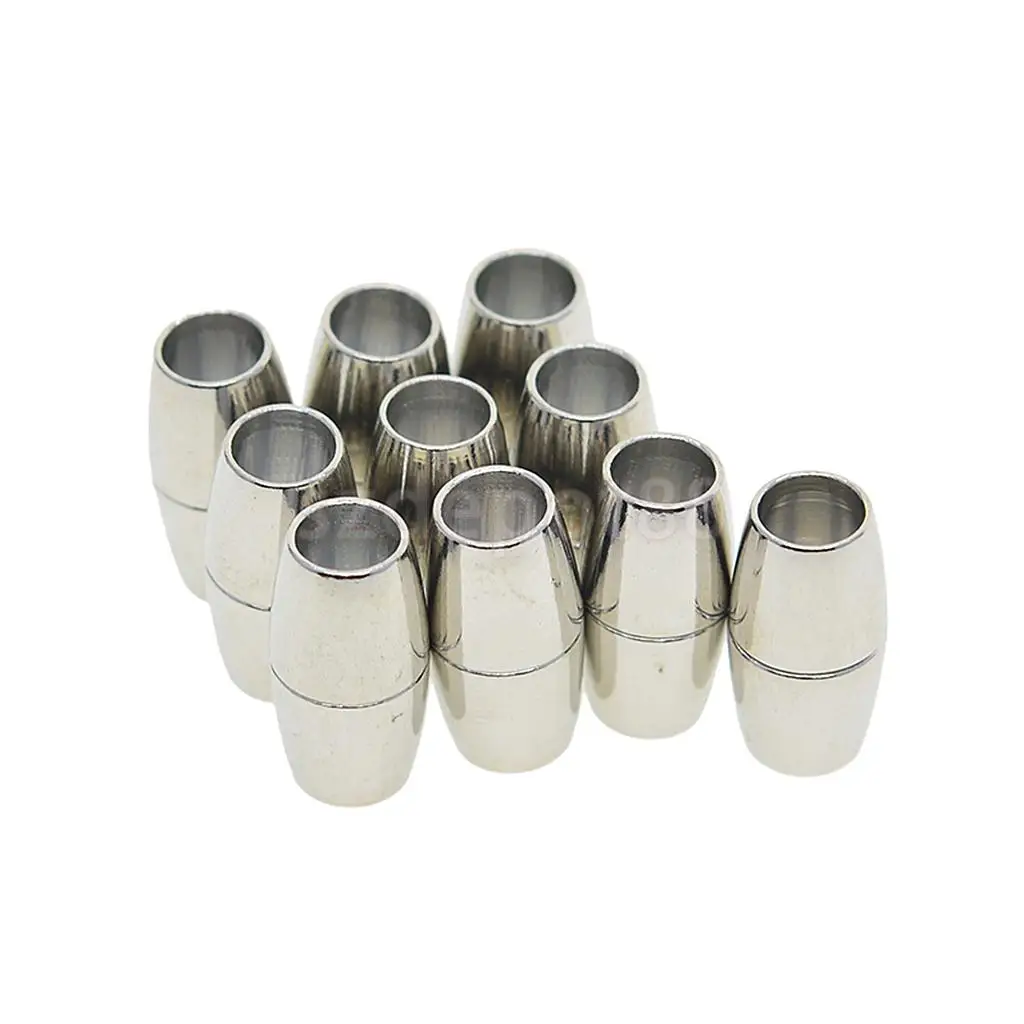10 Sets Leather Kumihimo Bracelet Brass Barrel Magnetic Clasps Jewelry Making Findings Necklace Connectors Buckles Silver