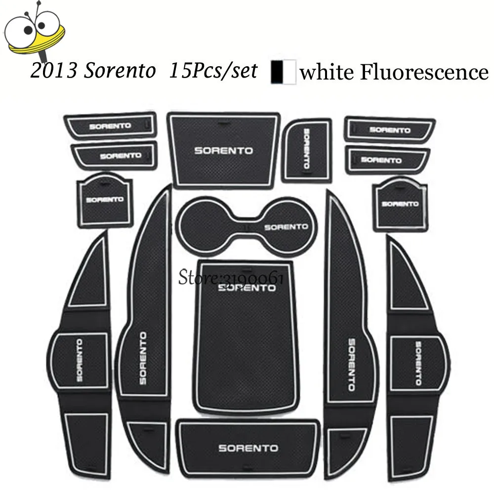 

Car Styling Car Interior Accessories Rubber Auto Luminous Door Pad Anti-Slip Cup Holder Mat Cushion For KIA Sorento 2013