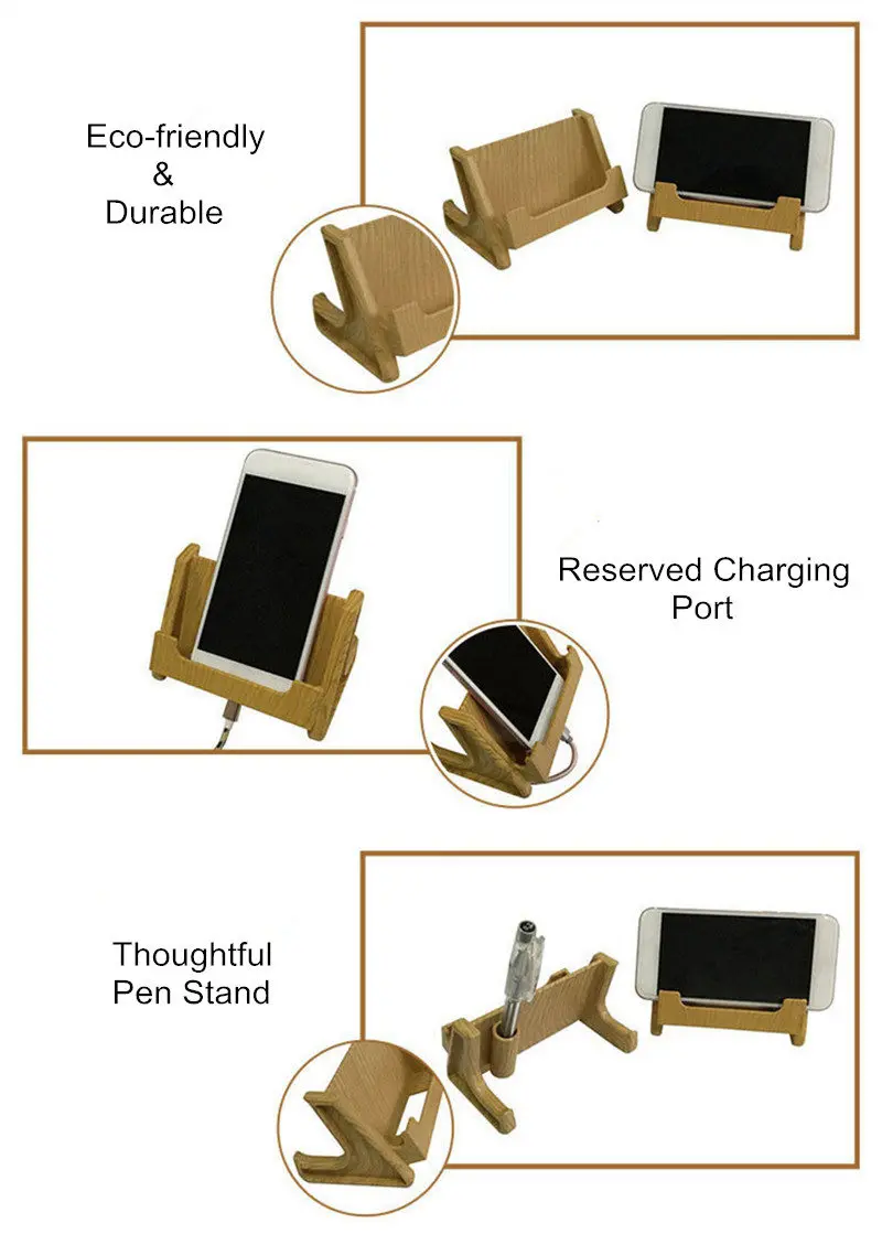 Bakeey деревянная зарядная противоскользящая подставка для ручек Настольный держатель для телефона для мобильного телефона настольная подставка для сотового телефона