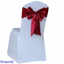 Burgandy цвет стул пояс Бабочка Стиль атласный пояс с лайкрой пояс подходит для всех стульев спандексовые свадебные чехлы на стулья пояс