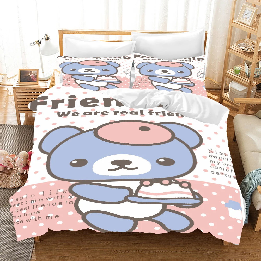 Cartoon Bear Rabbit 3d Bedding Set Duvet Covers Pillowcases Children Room Decor Comforter Bedding Sets Bedclothes Bed Linen