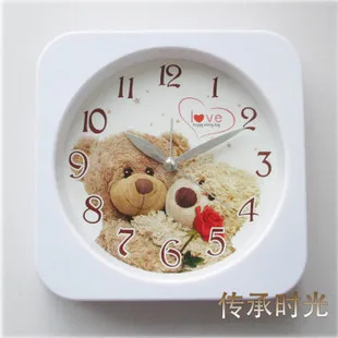 Короткий дизайн красивый медвежонок из мультфильма стол бесшумные часы-будильник бесшумные настольные часы для детей подарки на день рождения
