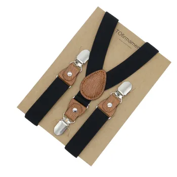 

3 Clips Boys Solid Formal Event Children Wedding Shirt Suspender Little Adjustable Vintage Color