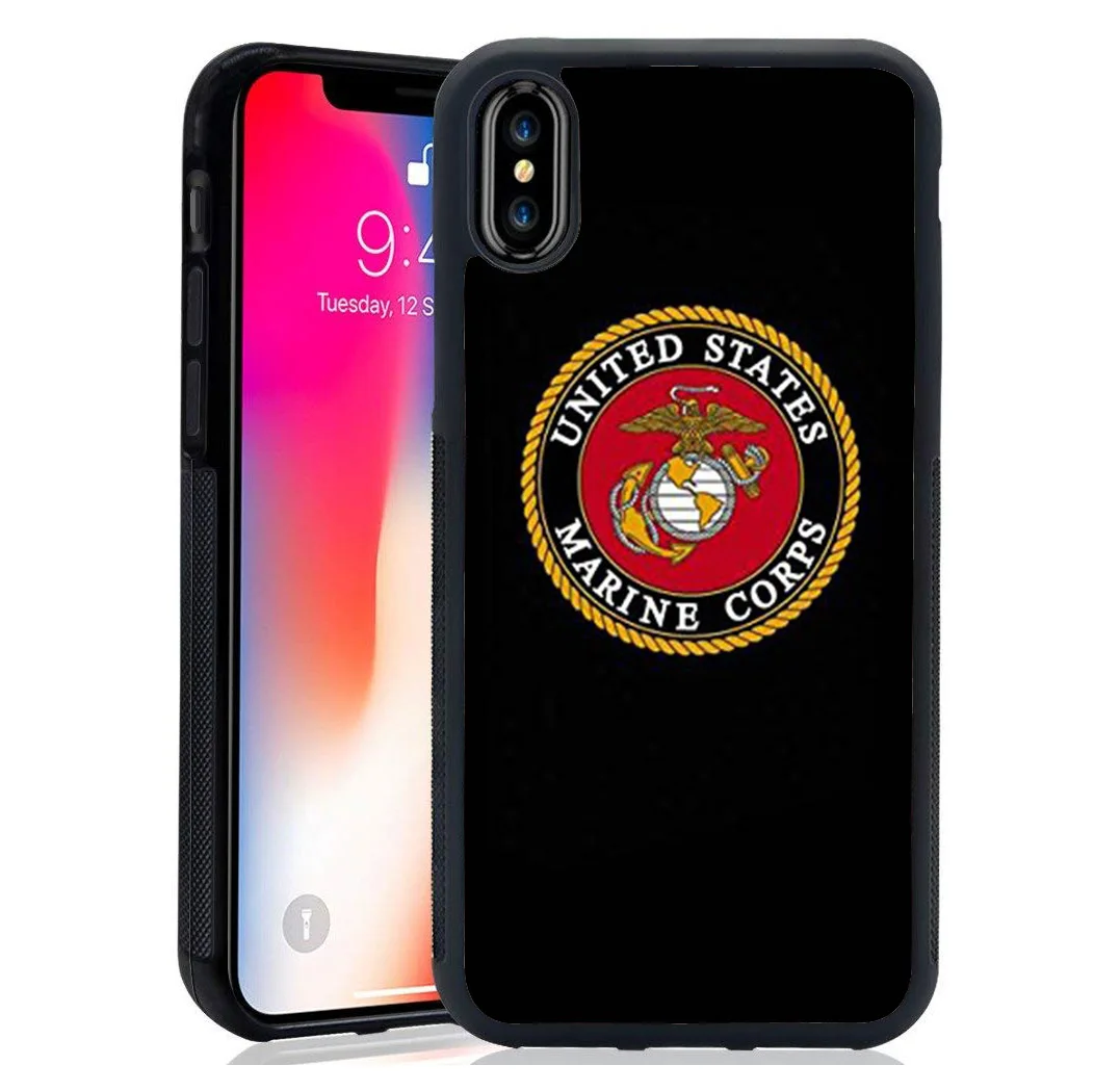luxury tpu+Tempered Mirror case For iPhone XS Max XR 8 7 7Plus 6 6S 8plus 5se Usmc Marines Marine Corps Couple cover |