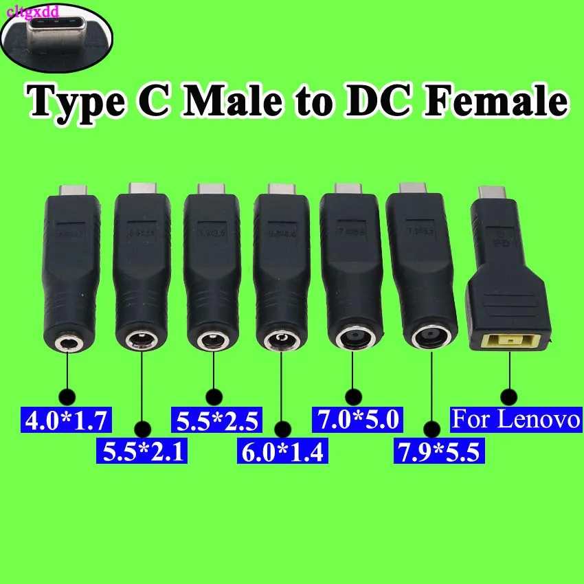 

Laptop Charger Adapter Converter USB Type C Female Dc Power Jack to 7.4*5.0mm 4.0*1.7mm 5.5*2.5mm for Lenovo Asus Adapter