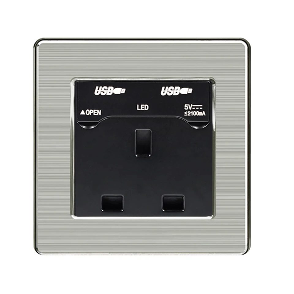 

UK Dual USB Standard Power Plug Socket Outlet,Wall Charger Adapter 13A Standard Electrical Plug Socket Outlet,AC 110-250V