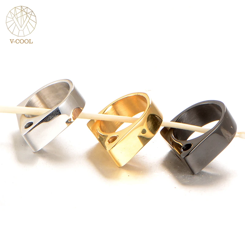 V COOL Black Brass Knuckle Ring Vintage Punk Men Rings Stainless steel Biker Finger Rings For