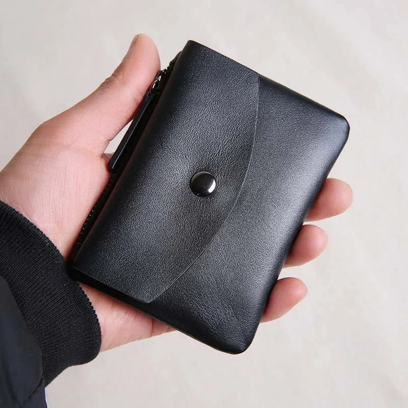 AETOO Leather mini wallet coin bag short section slim card holder men&#39;s leather student coin ...