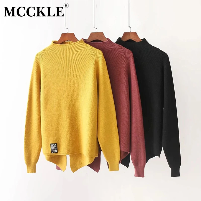 

2019 Autumn Winter Women Sweater Knitted Turtleneck Pullover Sweaters ladies Korean Style Split Casual Loose Jumper Female
