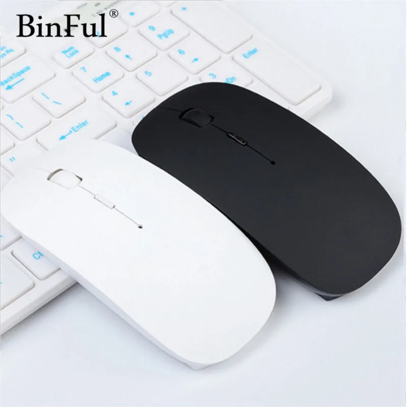 

BinFul Ultra Thin USB Optical Wireless Mouse 2.4G Receiver Super Slim Mouse For Computer PC Laptop Desktop black Candy color