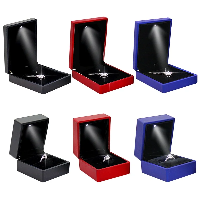 Deluxe LED Light Propose Ring Jewelry Box Pendant Necklace Wedding Gift