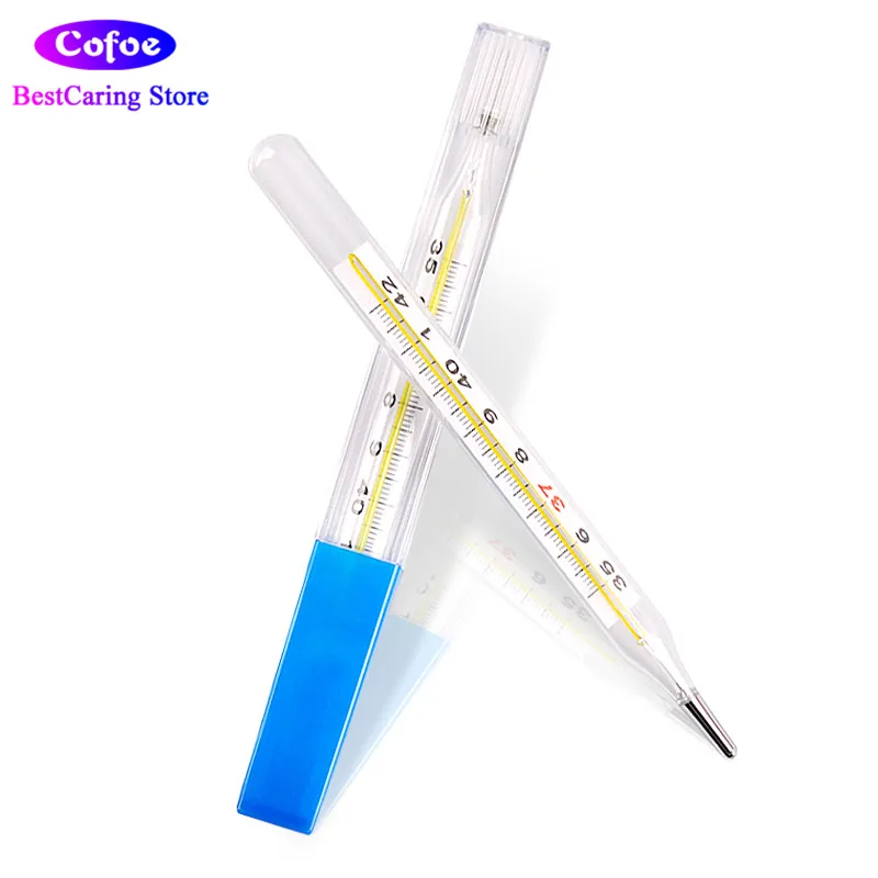 Cofoe 10PCS Mercury Glass Thermometer Medical Classical Temperature