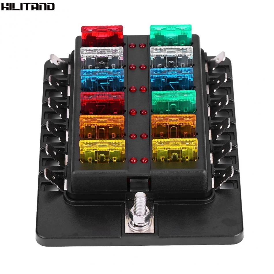

Cheapest 12 Way Circuit Blade Fuse Box Standard ATO ATC Block Holder Kit with PC Terminal for Car Boat