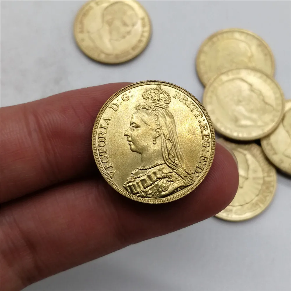 1890 Королева Великобритании Виктория золотые монеты рыцарь латунь|Безвалютные