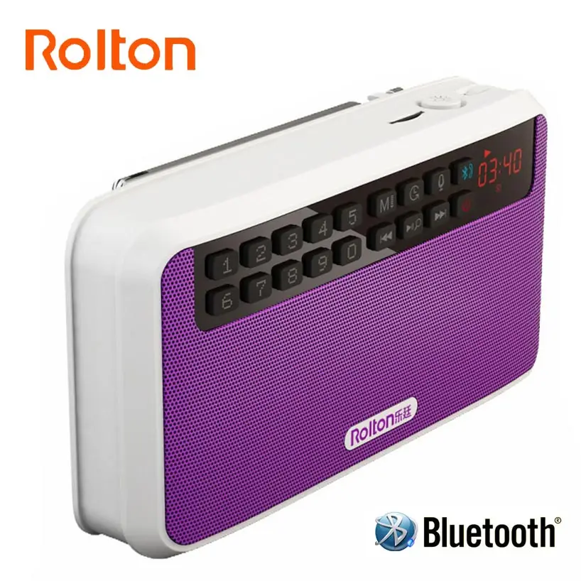 Rolton E500 беспроводной Bluetooth динамик мини 2,1 HIFI стерео сабвуфер динамик Поддержка TF карты/FM/hands Free с светодиодный фонарик - Цвет: Purple