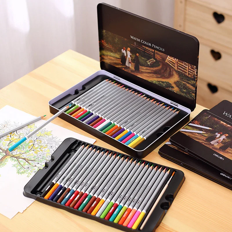 

Deli Cute 24/36/48/72 Colors Pencils Set for Drawing Painting Sketch Tin Box Art Material Escolar Professional Pencil Stationery