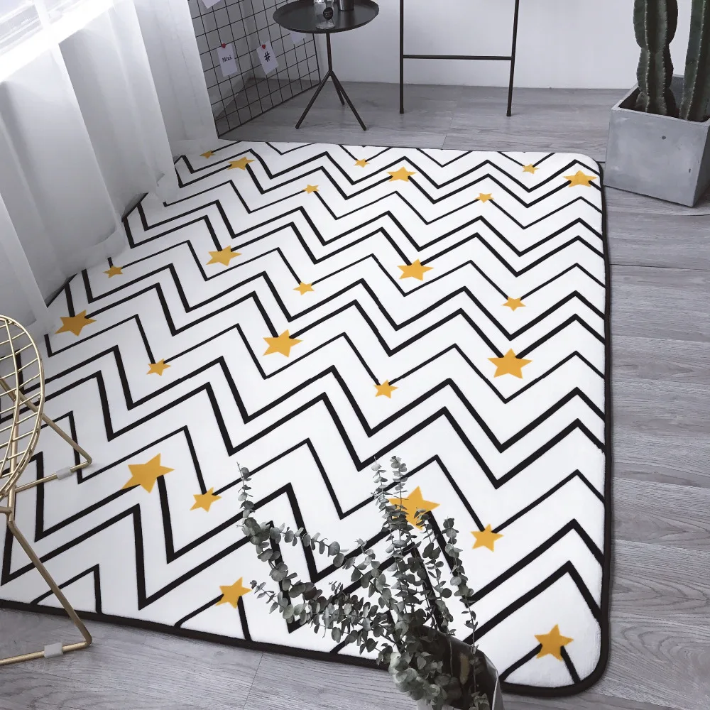 

Fashion Living Room Bedroom Decorative Carpet Area Rug Floor Bathroom Foot Yoga Play Mat Polka Dots Chevron Yellow Star Cartoon