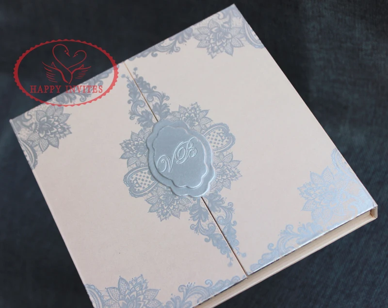 HI1144 - 13 Customized  Light Pink Hard Cover Box Wedding Card with Acrylic Invitation Made in China