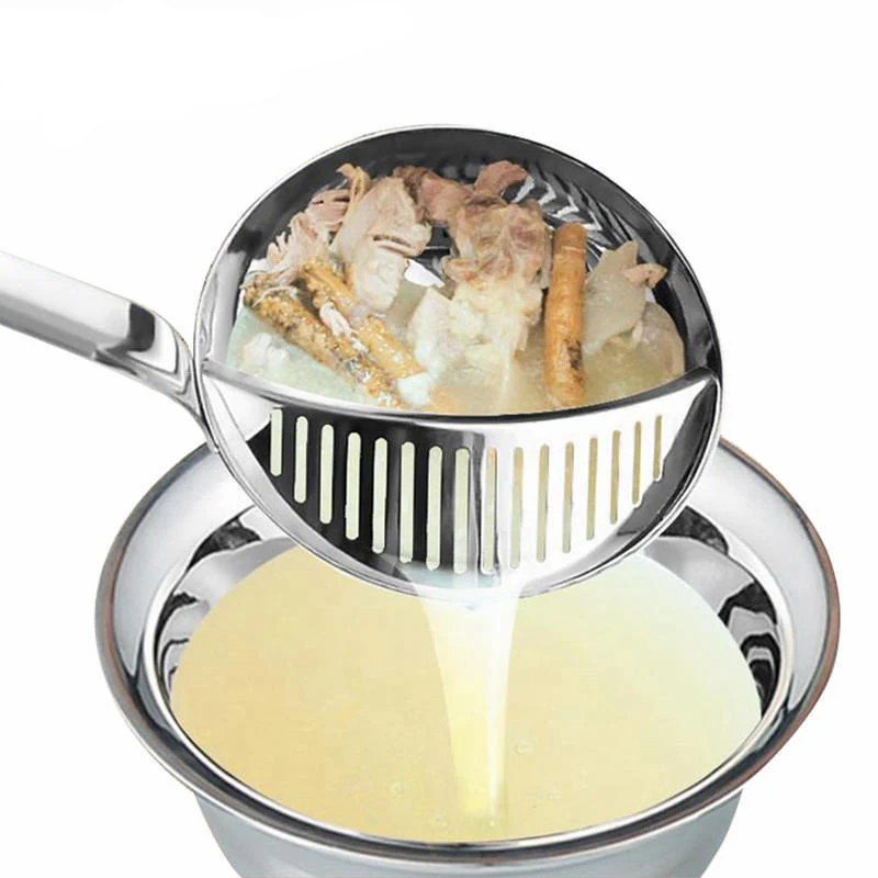 

2 in 1 Spoons Stainless Steel Kitchen Colander Tools Long Handle Porridge Spoons with Filter Dinnerware Utensils Table