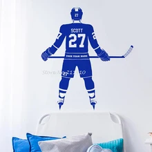 Персонализированные Имя и номер команды хоккейные наклейки на стену хоккейный игрок наклейка украшение дома художественные фрески YY698
