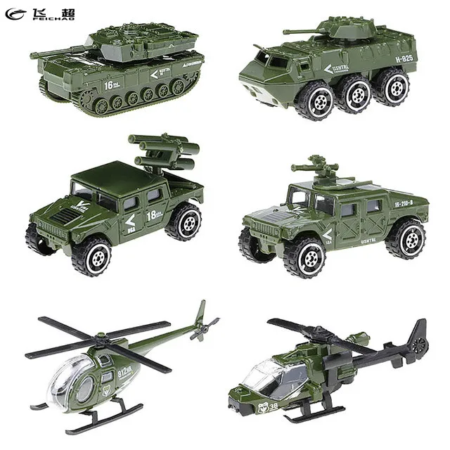 

6 Pcs Feichao 1:87 Mini Diecast Alloy Vehical Toys Set Truck Swat Vehicle Machines Military Fire Toys for Kids Birthday Gifts