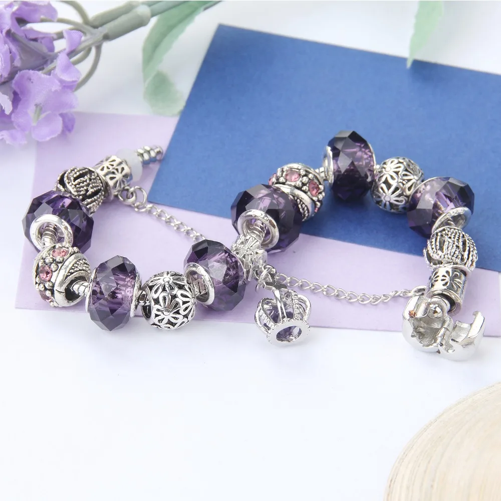 Позолоченные очаровательные браслеты для женщин с красивым бисер Мурано Pa браслет для женщин ювелирный подарок